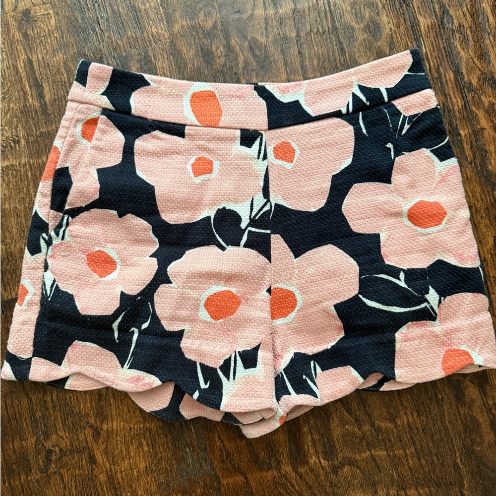 Anthropologie High Waist Pink and Black Floral Shorts
